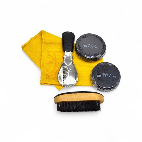 Versace Collection Shoe Care Kit with Brush Polish Cloth & Case Unisex - NIB - Picture 3 of 4